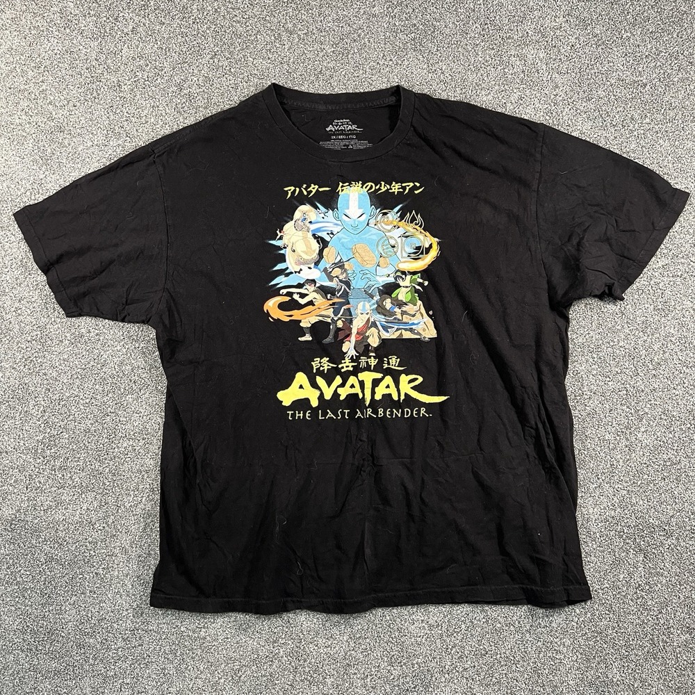 Avatar The Last Airbender Men’s 2XL Black Graphic T Shirt Aang Anime Nickelodeon